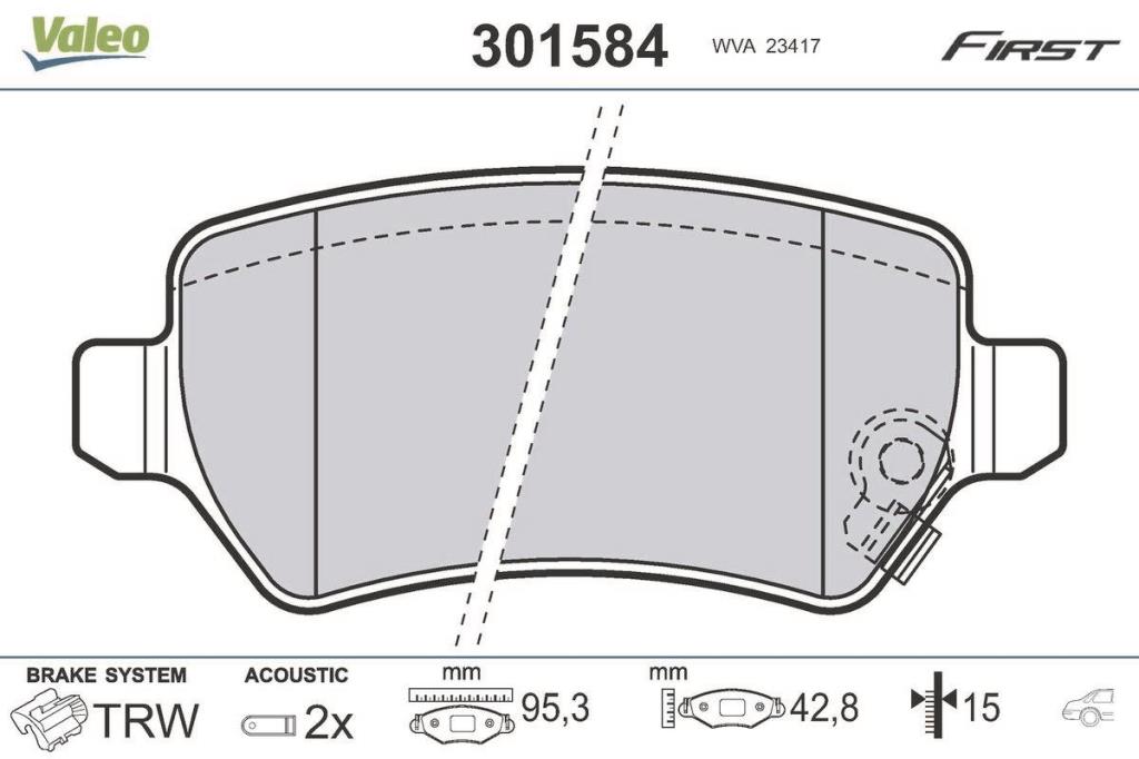 Jeu de 4 plaquettes de frein VALEO ref. 301584